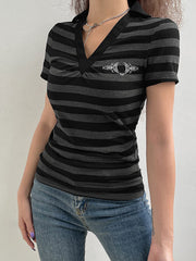 V-neck Striped T-shirt