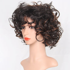 Women's short curly hair wig headgear