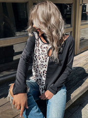 Round Neck Leopard Print Knitted Sweater