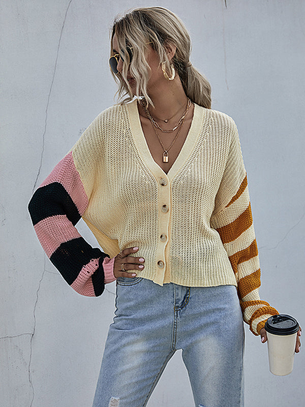 Striped Knit Cardigan Sweater