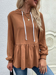 Trendy Hooded Solid Color Sweatshirt