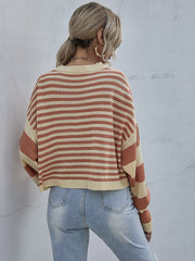 Striped Loose Knit Short Sweater