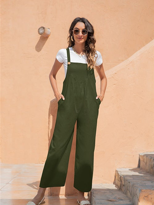 Vintage Casual Strap Wide-leg Trousers