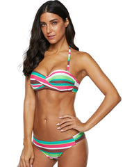 Gradient Striped Strapless Bikini Swimsuit