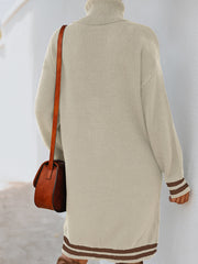 High neck long sleeve knitted dress