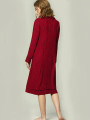 Red Grid Loose Mid-length Dress