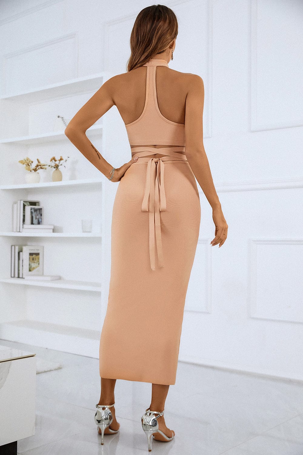 Ariela Halter Cut Out Maxi Bandage Dress