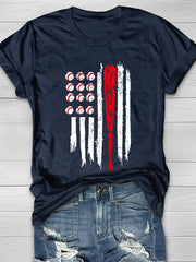 Baseball Flag Print Short Sleeve T-Shirt