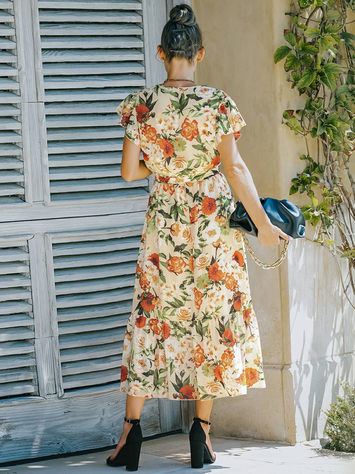 Vestido de gasa floral 