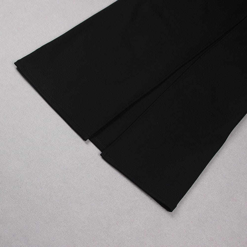 Maxikleid mit Netzoberteil und Seesternverzierung in Schwarz