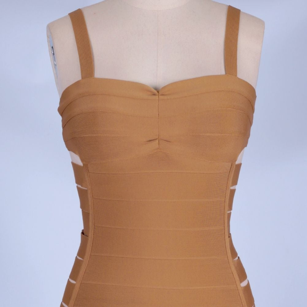 Strappy Sleeveless Cut Out Over Knee Bandage Dress PF19176