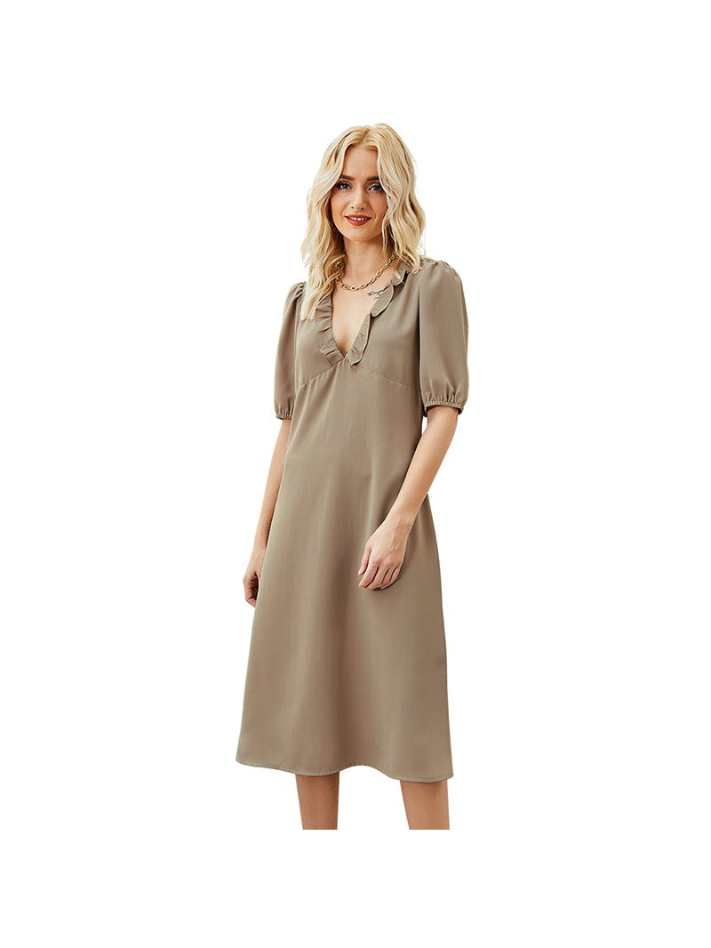 Lantern sleeve split dress