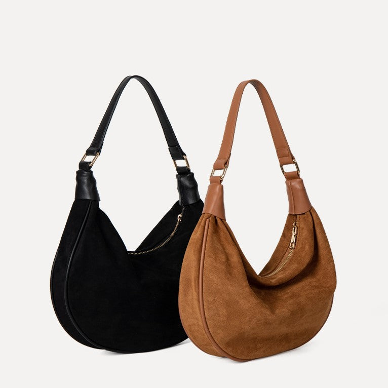 Leather Velvet Shoulder Underarm Bag