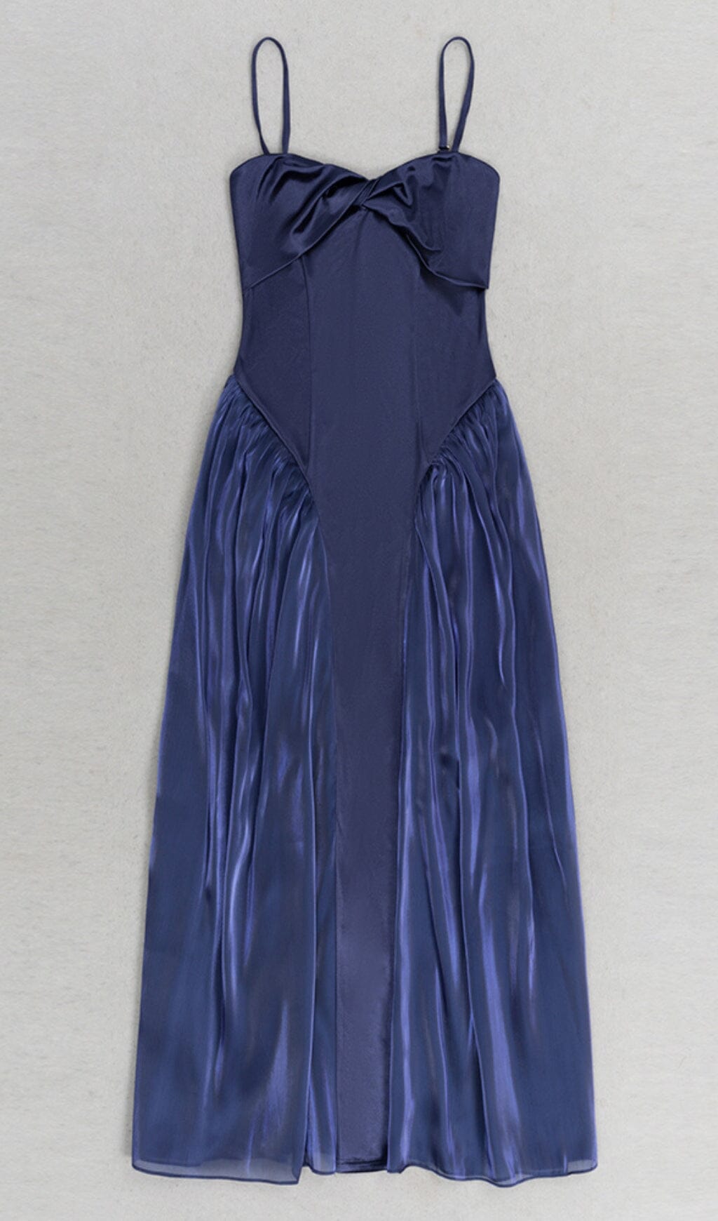 Waist-Tightening Mesh Maxi Dress in Royal Blue