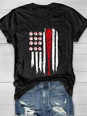 Baseball Flag Print Short Sleeve T-Shirt