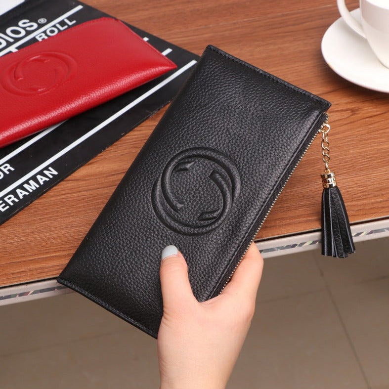 women's long leather fashion multi-card position large-capacity  wallet