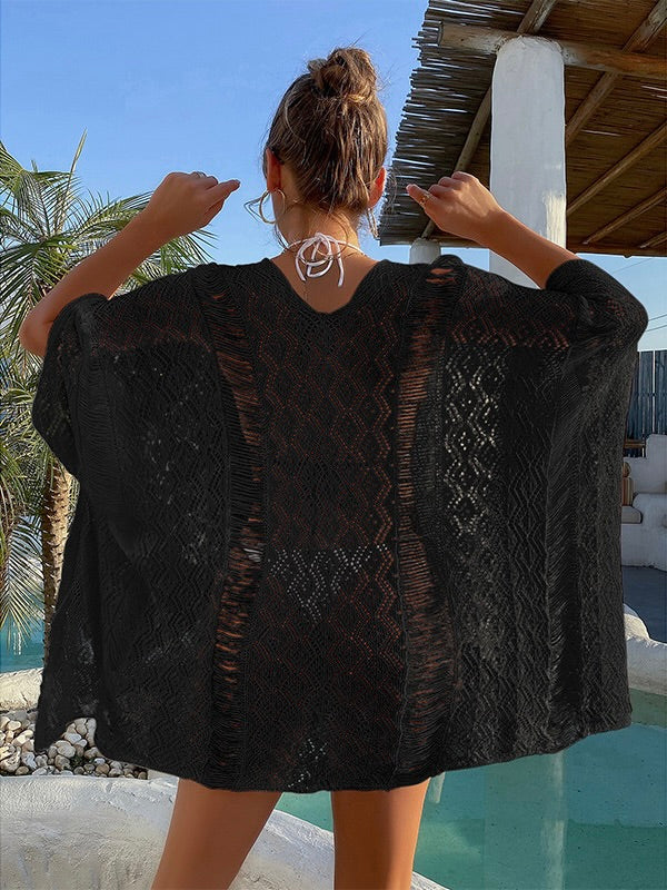 Hollow-out Beach Cover Up Top