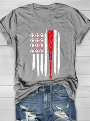 Baseball Flag Print Short Sleeve T-Shirt