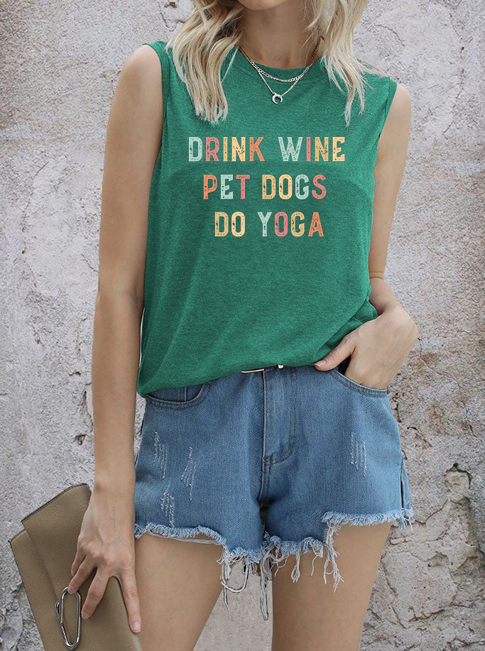 DRINK WINE PET DOCS DO YOGA T-shirt