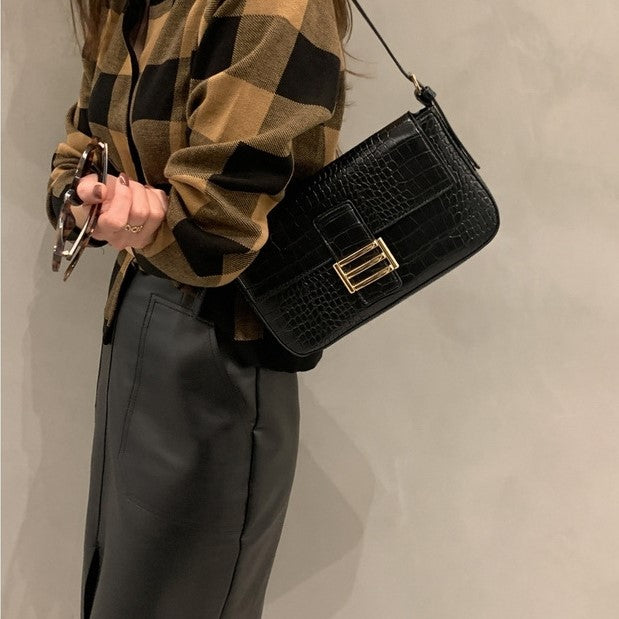 Crocodile Print French Shoulder Bag