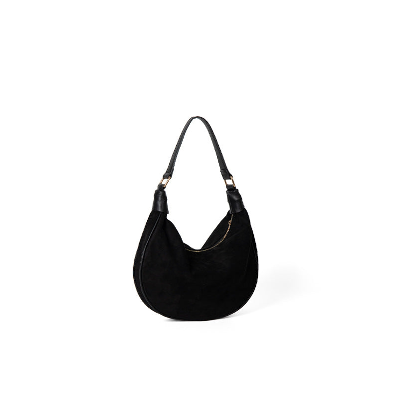 Leather Velvet Shoulder Underarm Bag