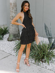 Lace Sexy Hanging Neck Cutout Sleeveless Midi Dress