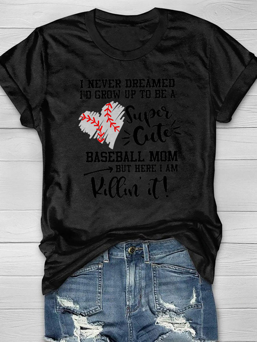 Camiseta informal de manga corta vintage con estampado de béisbol