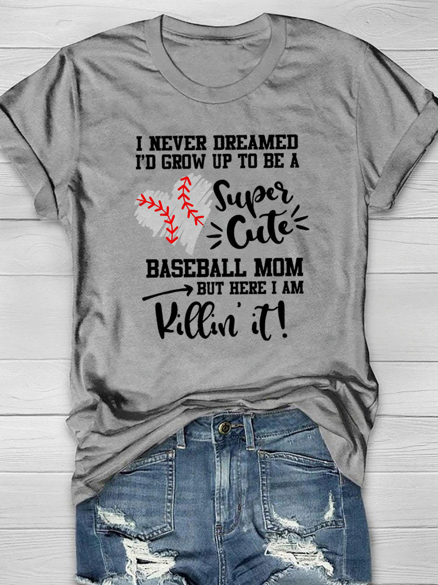 Lässiges Vintage-T-Shirt mit kurzen Ärmeln und Baseball-Print 