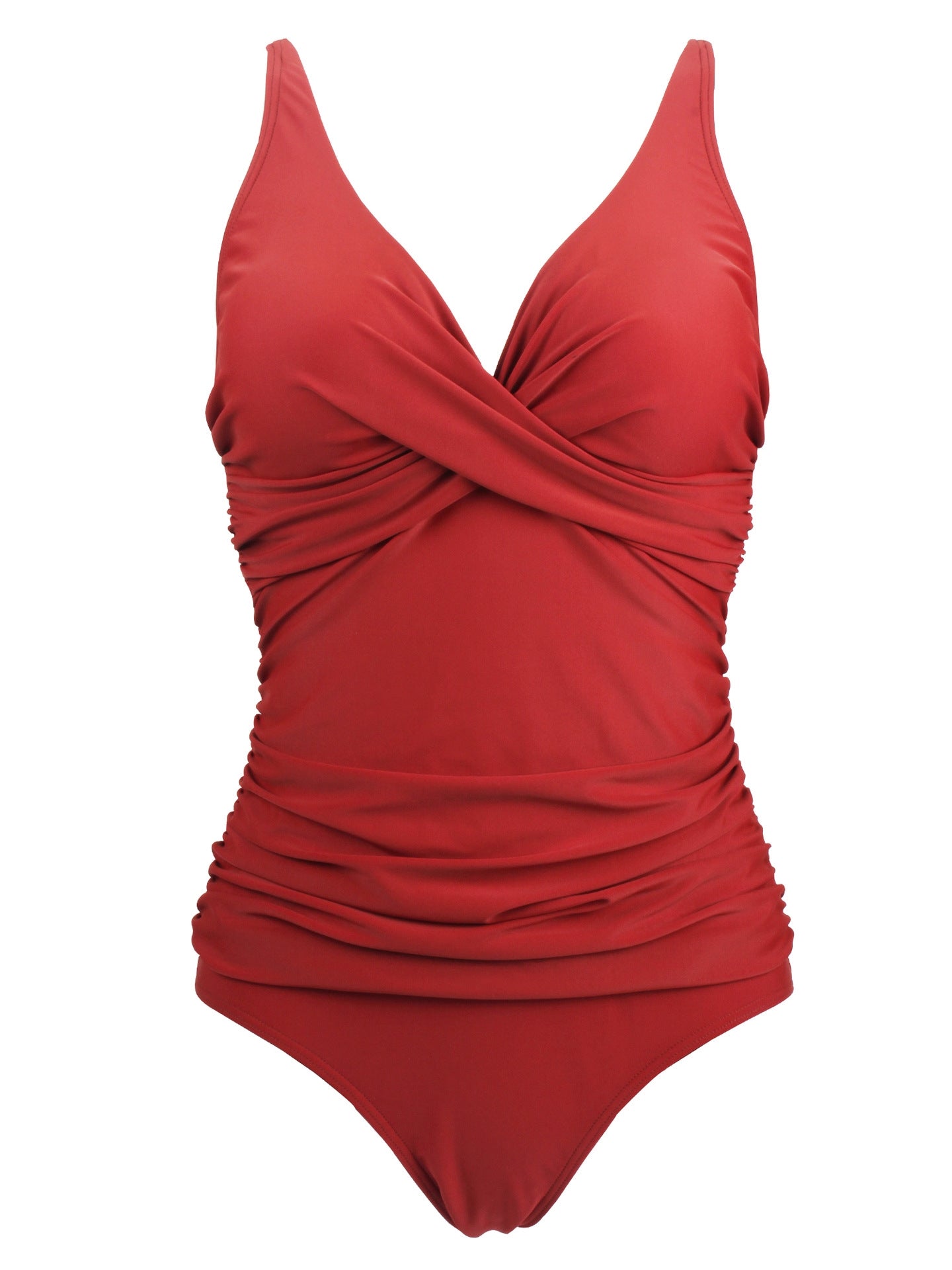 Sexy Solid Color Pleated One-piece Swimsuit