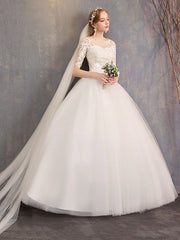 Slim Fit Lace Mid Sleeve Wedding Dress