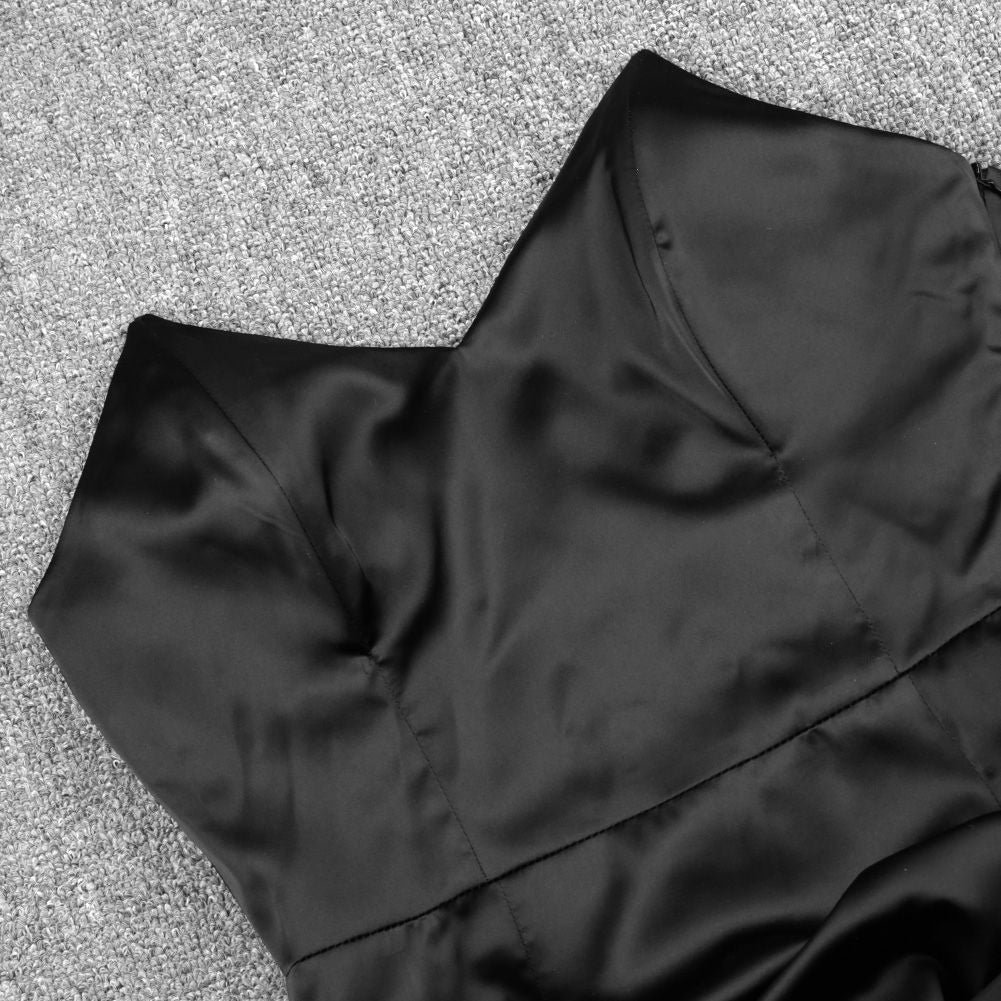 Vestido mini ajustado asimétrico de manga larga con un solo hombro HI1105