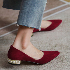 Valentina Pointy Toe Pearl Flats