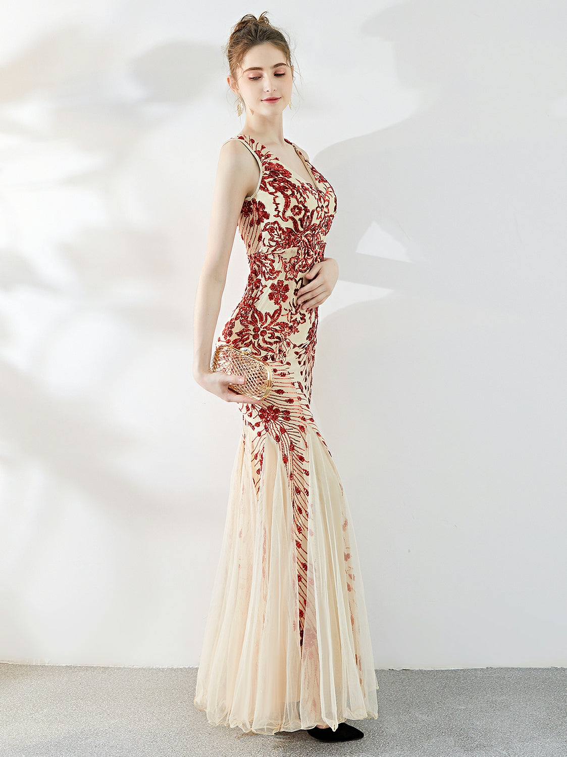 Fishtail Sequin long evening dress