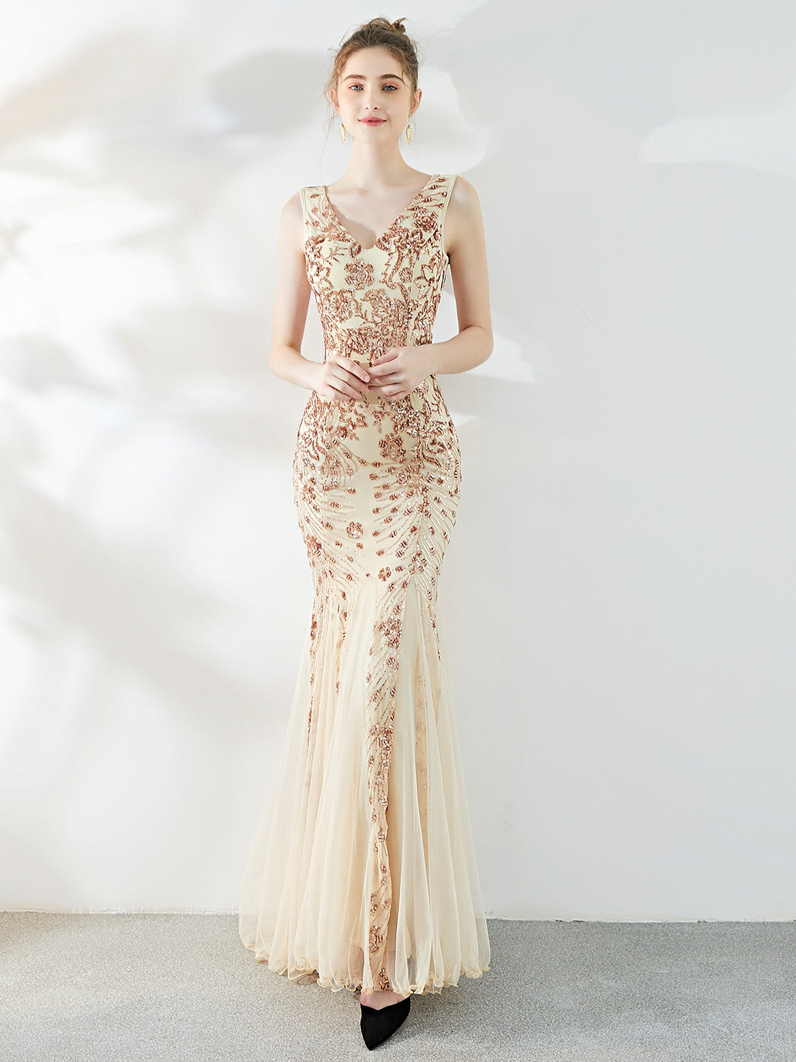 Fishtail Sequin long evening dress