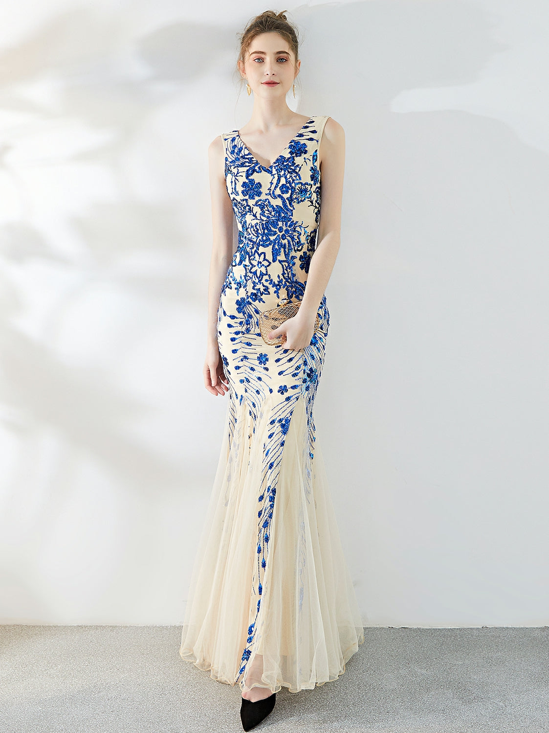 Fishtail Sequin long evening dress