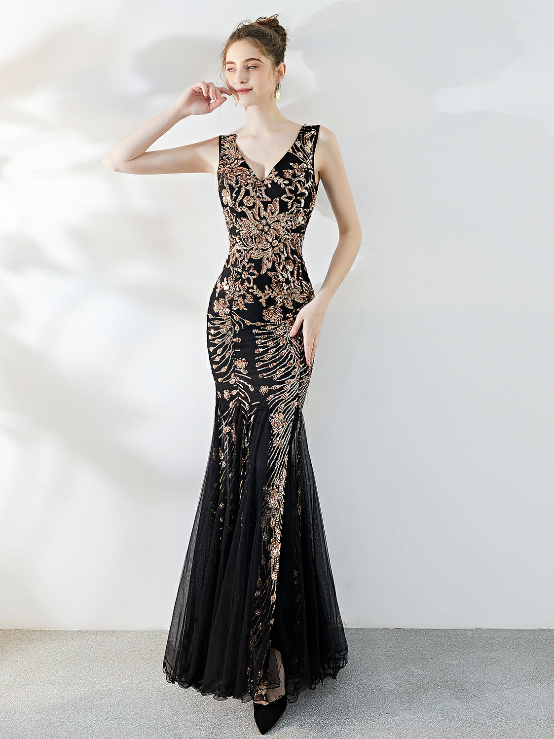 Fishtail Sequin long evening dress