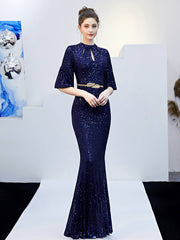 High end long fishtail evening dress