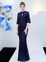 High end long fishtail evening dress