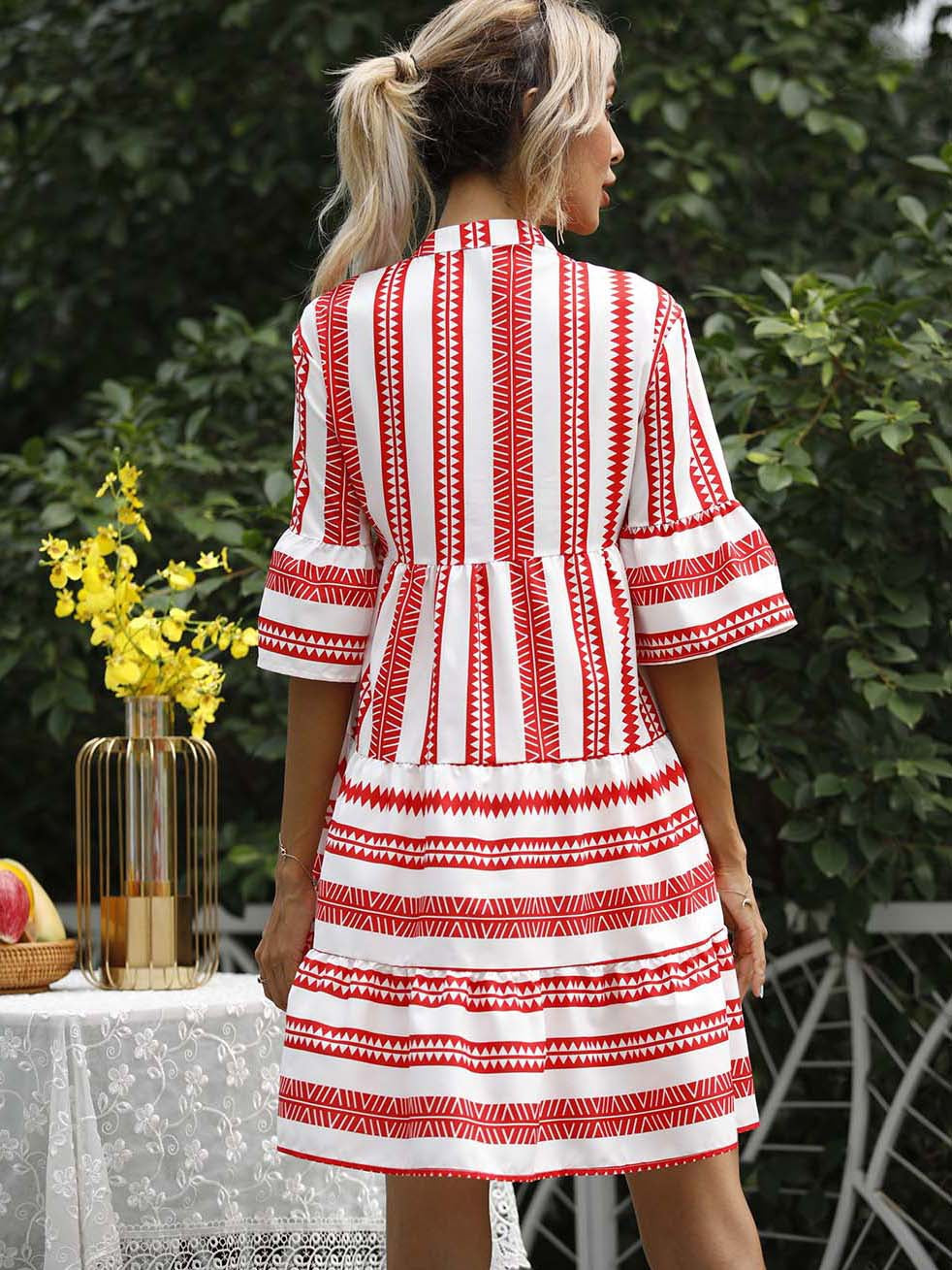 Vestido de verano de rayas a cuadros para mujer 