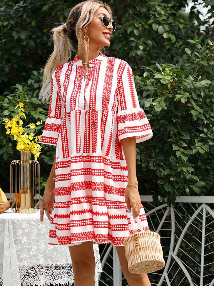 Vestido de verano de rayas a cuadros para mujer 