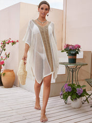 Lockere V-Ausschnitt Mesh Strand Cover Up Bademode 