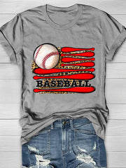 T-Shirt mit Baseball-Flaggen-Print im Leopardenmuster 