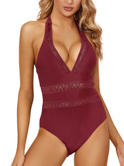 Mesh Deep V One-piece Swimsuit