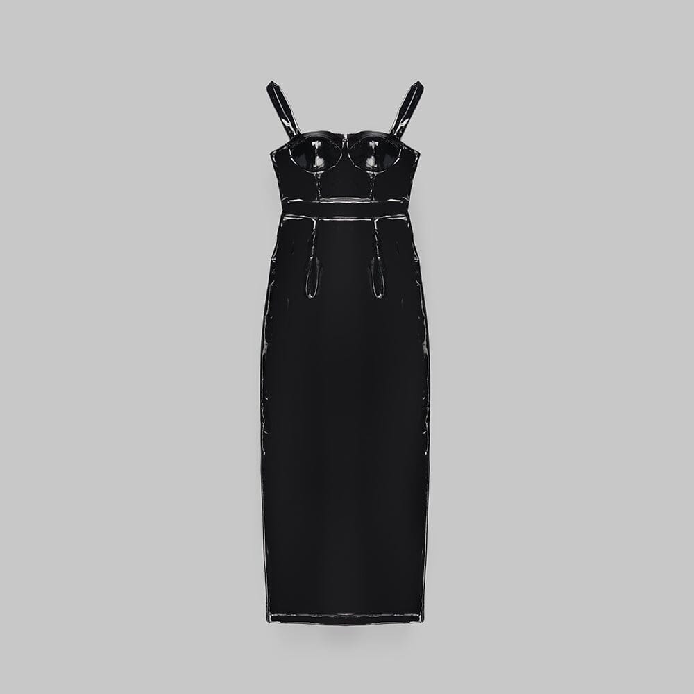 Bandeau-Maxikleid mit Trägern in Schwarz