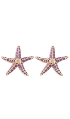 Pendientes de estrella de mar en morado