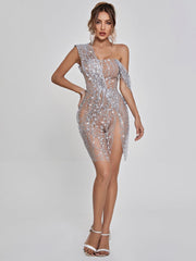 Split Sequin Mini Dress