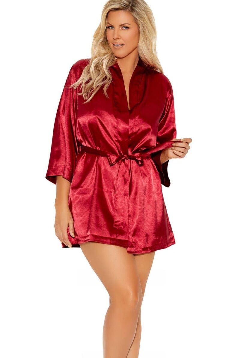 Charmeuse Kimono 3/4 Sleeves Robe With Belt