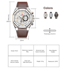 Reloj para hombre con correa de cuero genuino 