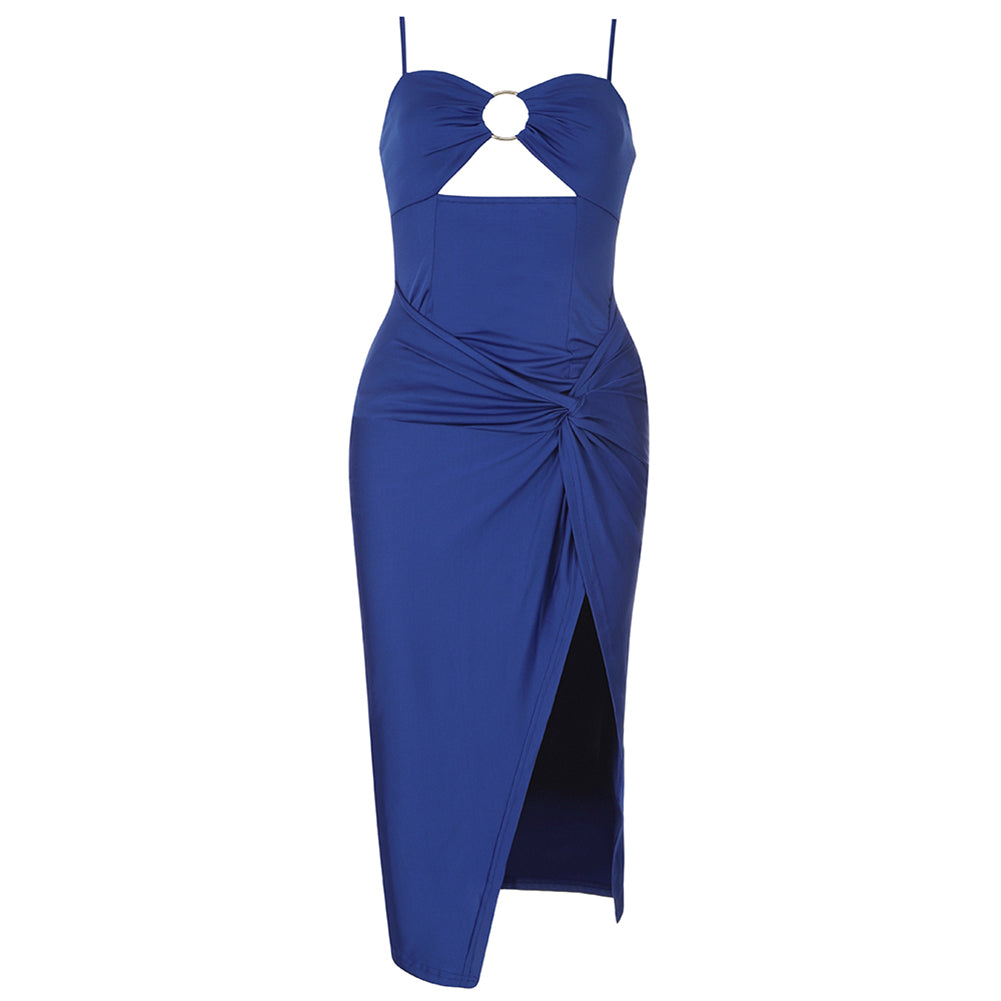 Ärmelloses Midi-Bodycon-Kleid mit Riemchen und Aussparungen HB0213