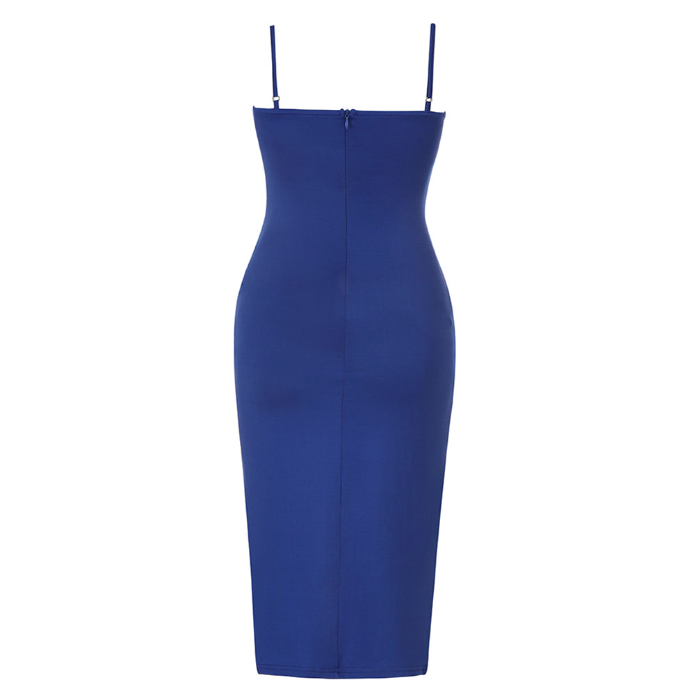 Ärmelloses Midi-Bodycon-Kleid mit Riemchen und Aussparungen HB0213